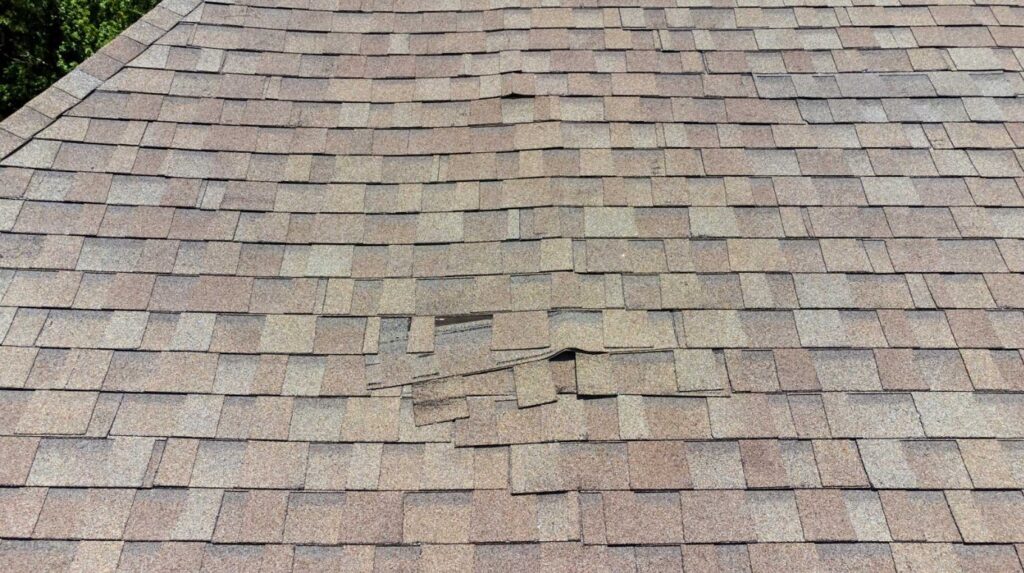 storm damage on roof in Stockton